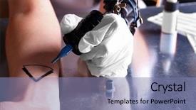  Presentation with triangle - PPT layouts featuring right triangles - tattooist draws triangle background and a seafoam green colored foreground