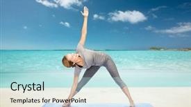  Presentation with triangle - Beautiful slide set featuring right triangles - woman making yoga triangle pose backdrop and a sky blue colored foreground