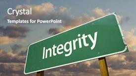  Presentation with integrity - Amazing presentation theme having righteousness - integrity green road sign backdrop and a gray colored foreground