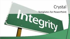  Presentation with integrity - Beautiful slides featuring righteousness - integrity road sign isolated backdrop and a white colored foreground