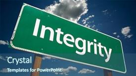  Presentation with integrity - Colorful slides enhanced with righteousness - integrity road sign with dramatic backdrop and a ocean colored foreground