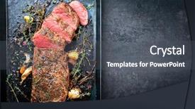  Presentation with sheet metal - Amazing theme having rights - traditional barbecue aged venison backstrap backdrop and a dark gray colored foreground