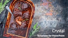  Presentation with veal - Beautiful PPT layouts featuring rights - traditional german braised veal cheeks backdrop and a gray colored foreground