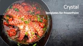  Presentation with octopus - Presentation theme consisting of rights - traditional greek octopus braised cooked background and a gray colored foreground