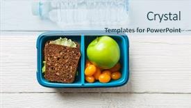  Presentation with container - Amazing PPT theme having rights health - image of fitness snack backdrop and a sky blue colored foreground