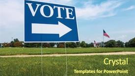  Presentation with vote - Beautiful slide set featuring rights responsibilities - vote sign with arrow backdrop and a tawny brown colored foreground