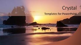  Presentation with beach rocks - Slides enhanced with rigor - scenic and rigorous pacific coast background and a coral colored foreground