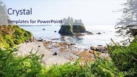  Presentation with beach rocks - Theme having rigor - scenic and rigorous pacific coast background and a sky blue colored foreground