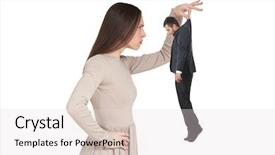  Presentation with young man and a woman - Presentation theme featuring rigor - strict young woman looking background and a lemonade colored foreground