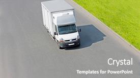  Presentation with renault - Amazing PPT theme having renault brand - blank white truck isolated backdrop and a gray colored foreground