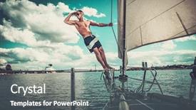  Presentation with handsome - PPT layouts having rigs vessel - handsome man on a regatta background and a gray colored foreground