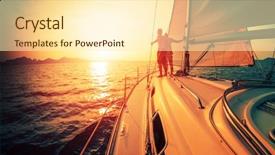  Presentation with sunset sailing - Audience pleasing PPT layouts consisting of rigs vessel - young couple enjoys sunset backdrop and a cream colored foreground