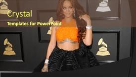  Presentation with awards - Colorful PPT theme enhanced with rihanna-at-the-59th-grammy backdrop and a  colored foreground