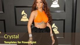  Presentation with awards - PPT theme consisting of rihanna-at-the-59th-grammy background and a tawny brown colored foreground