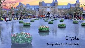  Presentation with tourism amsterdam - Presentation theme having rijksmuseum in amsterdam the netherlands background and a light blue colored foreground