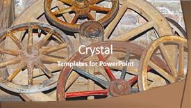  Presentation with wheel - PPT theme with rim history - antique wagon wheel background and a coral colored foreground