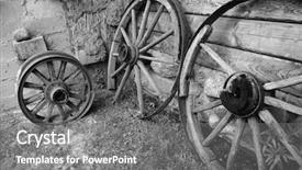  Presentation with rim history - Presentation theme consisting of rim history - old wooden wheels of cart background and a gray colored foreground
