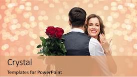  Presentation with living coral - Audience pleasing slides consisting of ring and bunch of roses backdrop and a coral colored foreground