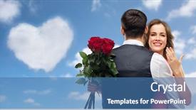  Presentation with blue proposal - Cool new presentation theme with ring and bunch of roses backdrop and a teal colored foreground