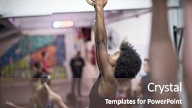  Presentation with dip - Colorful presentation theme enhanced with ring beautiful young african american backdrop and a gray colored foreground