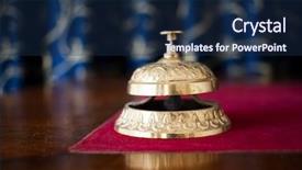  Presentation with hotel - Colorful slide deck enhanced with ring bell on reception desk backdrop and a navy blue colored foreground