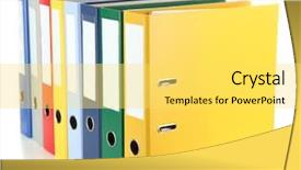 Presentation with bright white - Cool new PPT theme with ring binder - bright office folders isolated backdrop and a yellow colored foreground