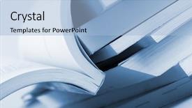  Presentation with blue business - Theme having ring binder - close-up of open business catalog background and a light blue colored foreground