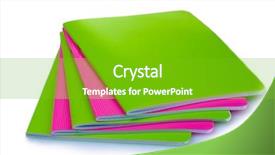  Presentation with green notebook - Cool new slides with ring binder - green and pink notebook isolated backdrop and a shamrock green colored foreground