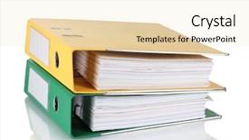  Presentation with scroll paper isolated on white - Colorful slides enhanced with ring binder - office folders isolated on white backdrop and a lemonade colored foreground