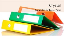  Presentation with office - Amazing PPT theme having ring binder - office folders isolated on white backdrop and a coral colored foreground