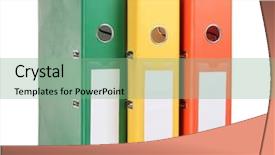  Presentation with office - PPT theme having ring binder - office folders isolated on white background and a seafoam green colored foreground