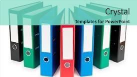  Presentation with binder - Colorful PPT layouts enhanced with ring binder - office folders isolated backdrop and a seafoam green colored foreground