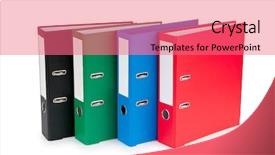  Presentation with office - PPT theme consisting of ring binder - office folders isolated background and a coral colored foreground