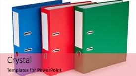  Presentation with office - PPT theme enhanced with ring binder - office folders isolated background and a red colored foreground