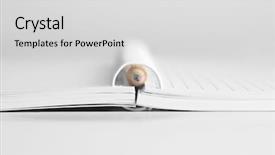  Presentation with open book - Slide deck with ring binder - open writing book with pencil background and a light gray colored foreground