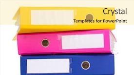  Presentation with wine retail case stack - Colorful presentation design enhanced with ring binder - stack of office folders isolated backdrop and a yellow colored foreground