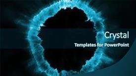  Presentation with blue fire - Colorful slide set enhanced with ring of blue fire on black background backdrop and a ocean colored foreground