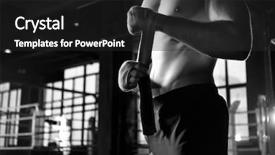  Presentation with fight two boxer boxing - Amazing slides having ring tones - boxer applying hand wraps while backdrop and a dark gray colored foreground