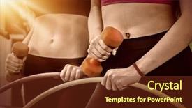  Presentation with woman body - Cool new theme with ring tones - hula hoop woman and people backdrop and a tawny brown colored foreground