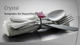  Presentation with table napkin - PPT theme having ring-type-of-napkin background and a light gray colored foreground