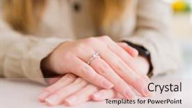  Presentation with weight loss woman showing - Colorful slide set enhanced with ring with hands on each backdrop and a lemonade colored foreground