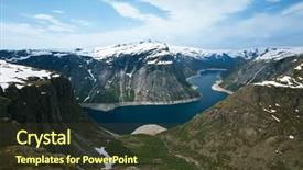  Presentation with norway - Beautiful theme featuring ringedalsvatnet lake in norway backdrop and a tawny brown colored foreground