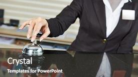  Presentation with receptionist - Beautiful presentation design featuring ringing at hotel counter bell backdrop and a dark gray colored foreground
