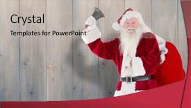 Presentation with santa - Presentation theme featuring ringing bell against pale grey background and a  colored foreground