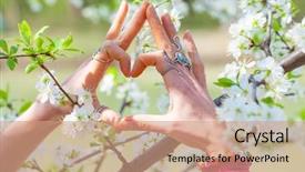  Presentation with cherry blossom - Presentation theme featuring rings and bracelets in heart background and a coral colored foreground