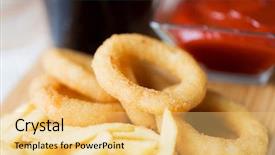  Presentation with fast food - Beautiful slides featuring rings french fries coca cola backdrop and a yellow colored foreground