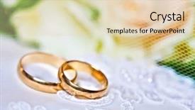  Presentation with wedding rings - Slide set enhanced with rings with bouquet from rose background and a lemonade colored foreground