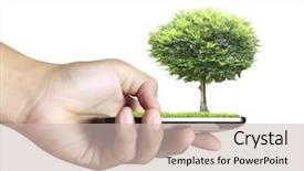  Presentation with touch screen - Audience pleasing theme consisting of ringtone - businessman connection touch screen mobile backdrop and a soft green colored foreground