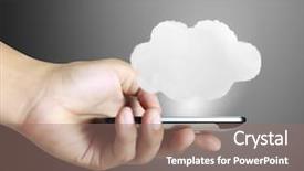  Presentation with touch screen - PPT theme having ringtone - businessman connection touch screen mobile background and a  colored foreground