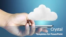  Presentation with touch screen - Presentation design enhanced with ringtone - businessman connection touch screen mobile background and a teal colored foreground